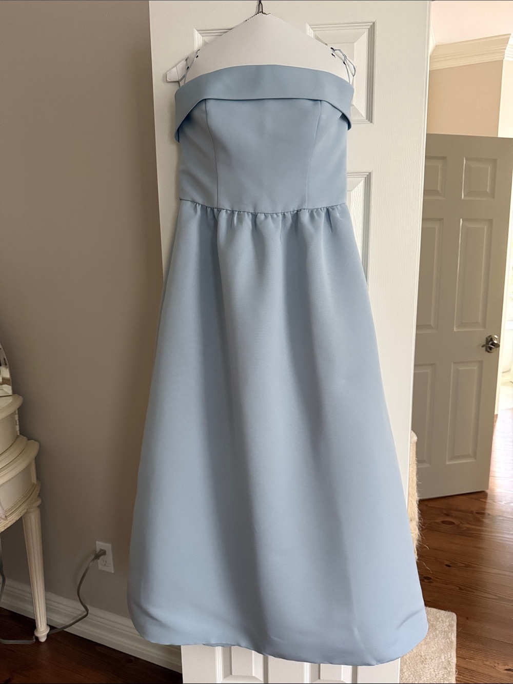 Amsale Pale Blue Off-the-Shoulder Flower Girl Dress